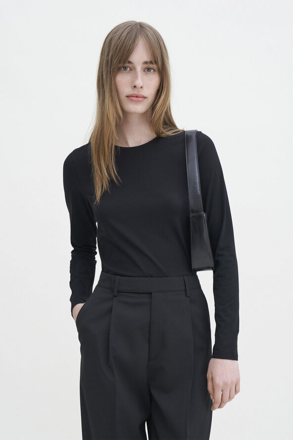 Filippa K Cotton Stretch Long Sleeve Black