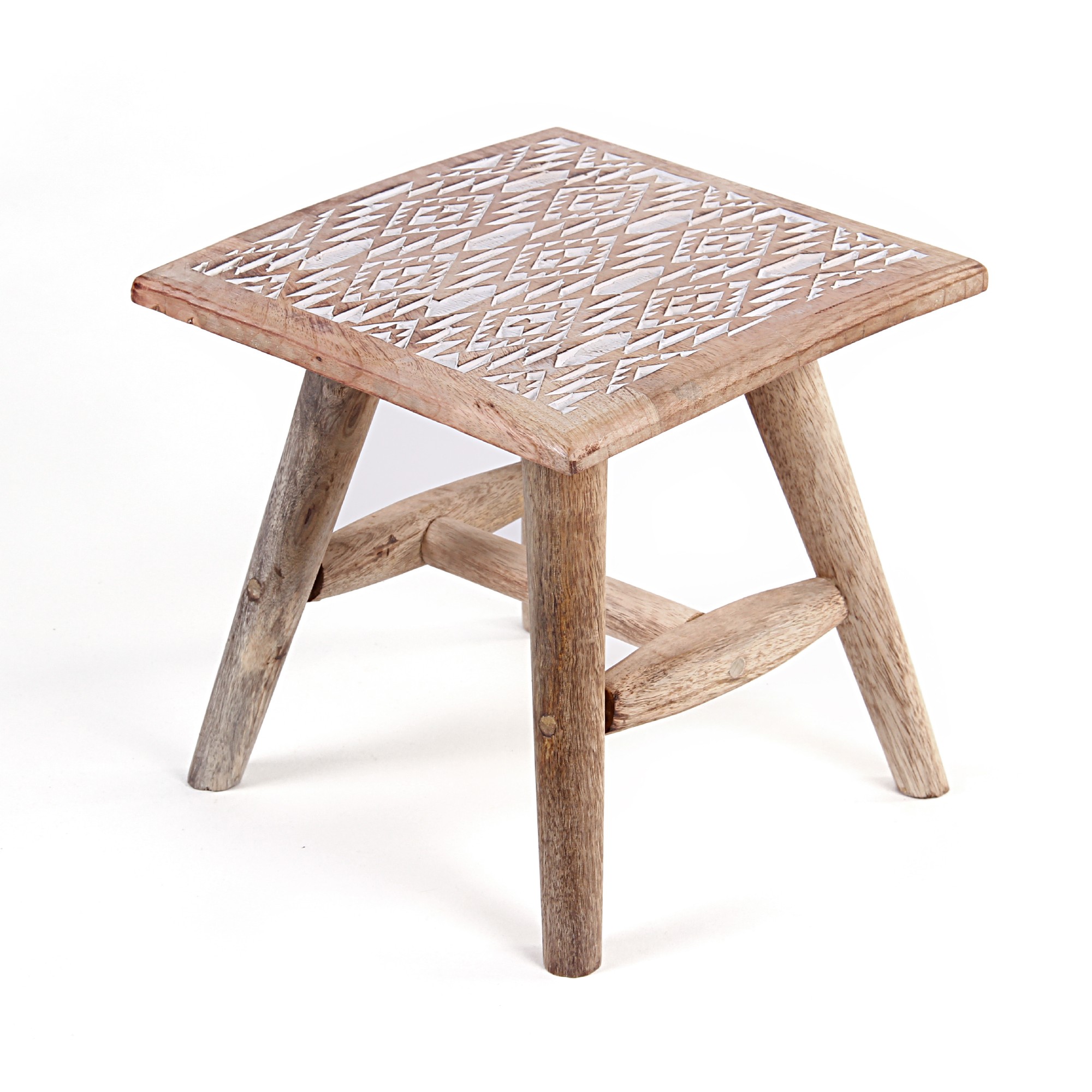 Hocker 'Ikat' Mangoholz, natur, T 25 cm, B 25 cm, H 25 cm von fischer's lagerhaus