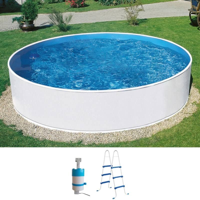 Rundpool KONIFERA Usedom I inkl. Leiter & Einhängefilter weiß H:90cm Ø:360cm