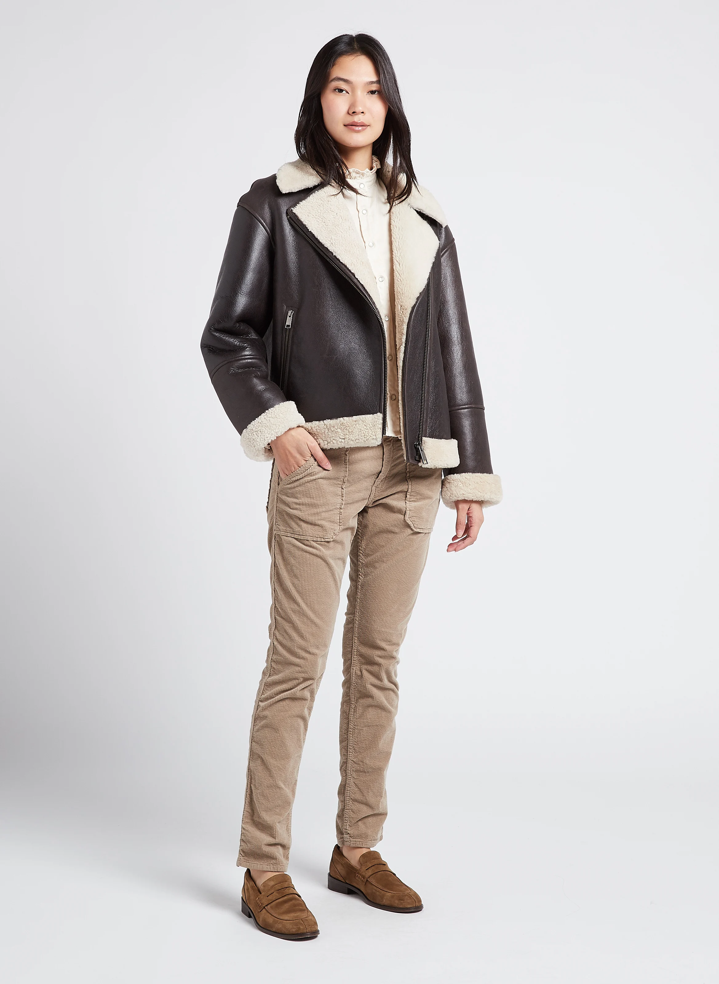 PIERCE - Pantalon slim en velours côtelé | Beige
