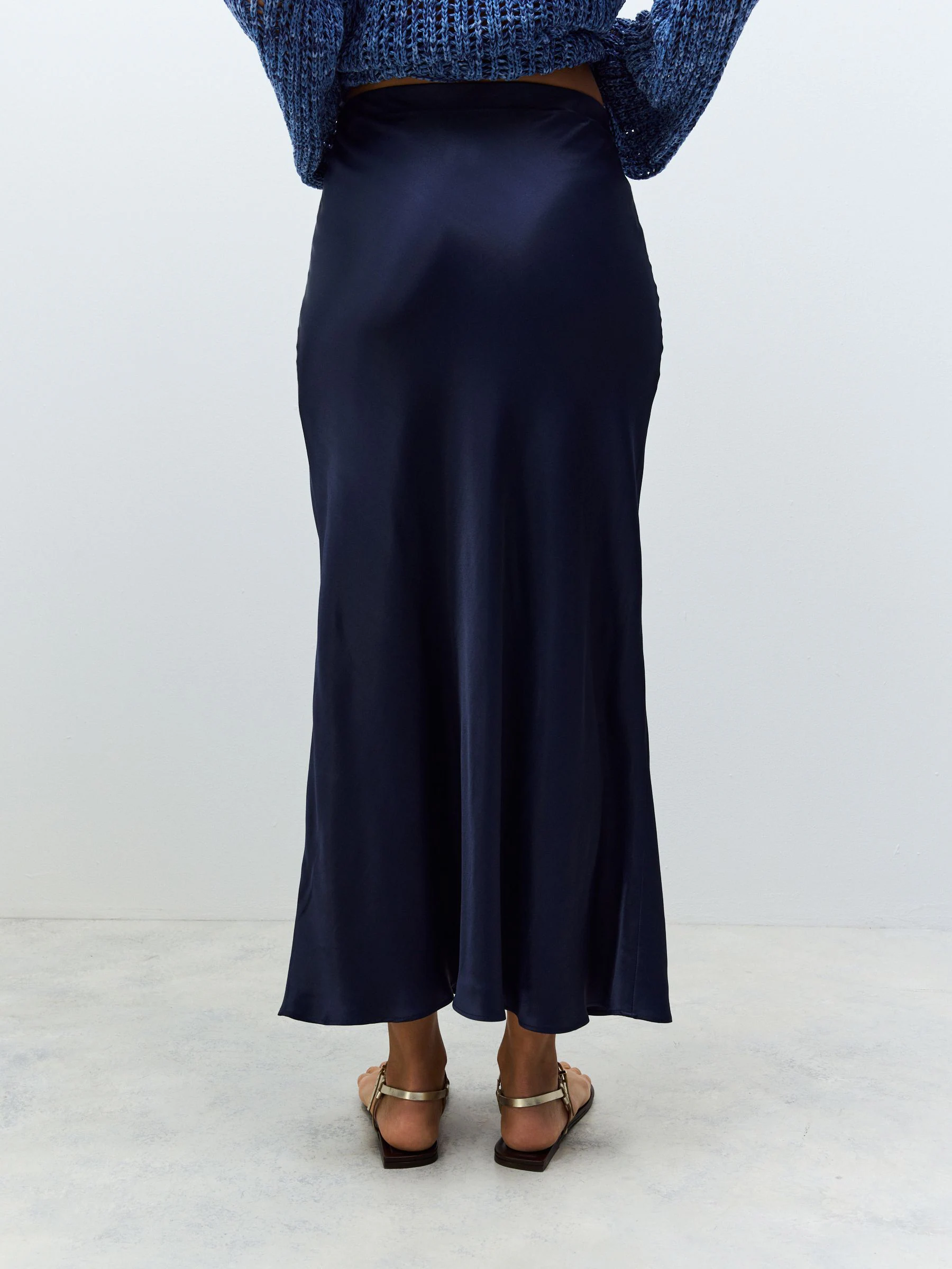 Donkerblauw - Satijnen midirok