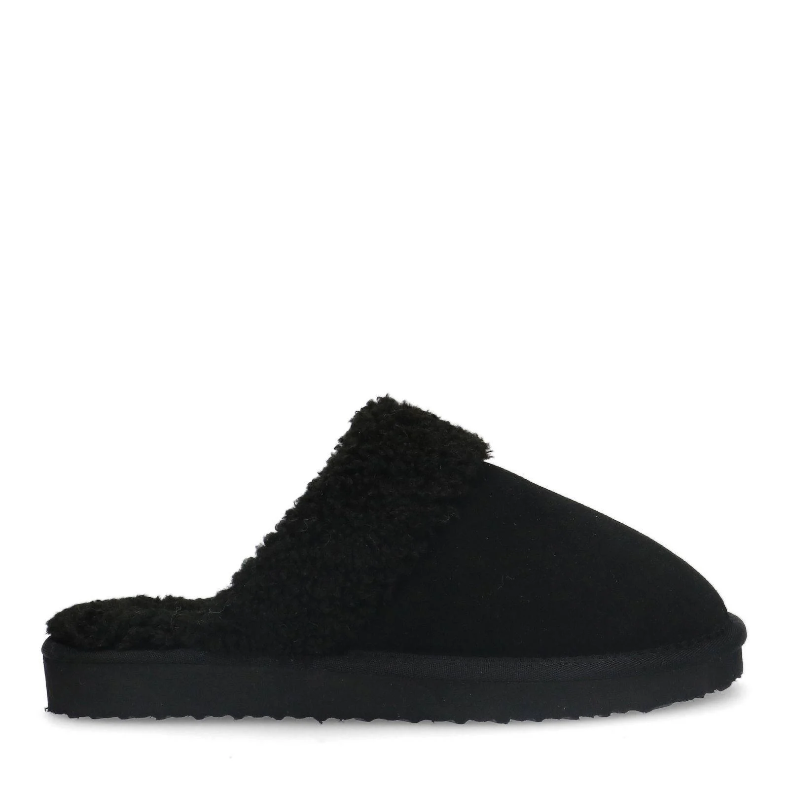 Manfield suède pantoffels zwart