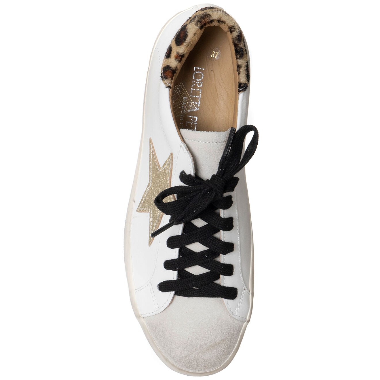 Loretta Pettinari Sneakers en Cuir Leonie blanc/argenté/léopard