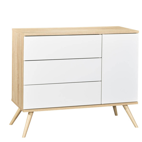 Chambre TRIO Lit 120x60 + Commode Blanche + Armoire SEVENTIES - SAUTHON