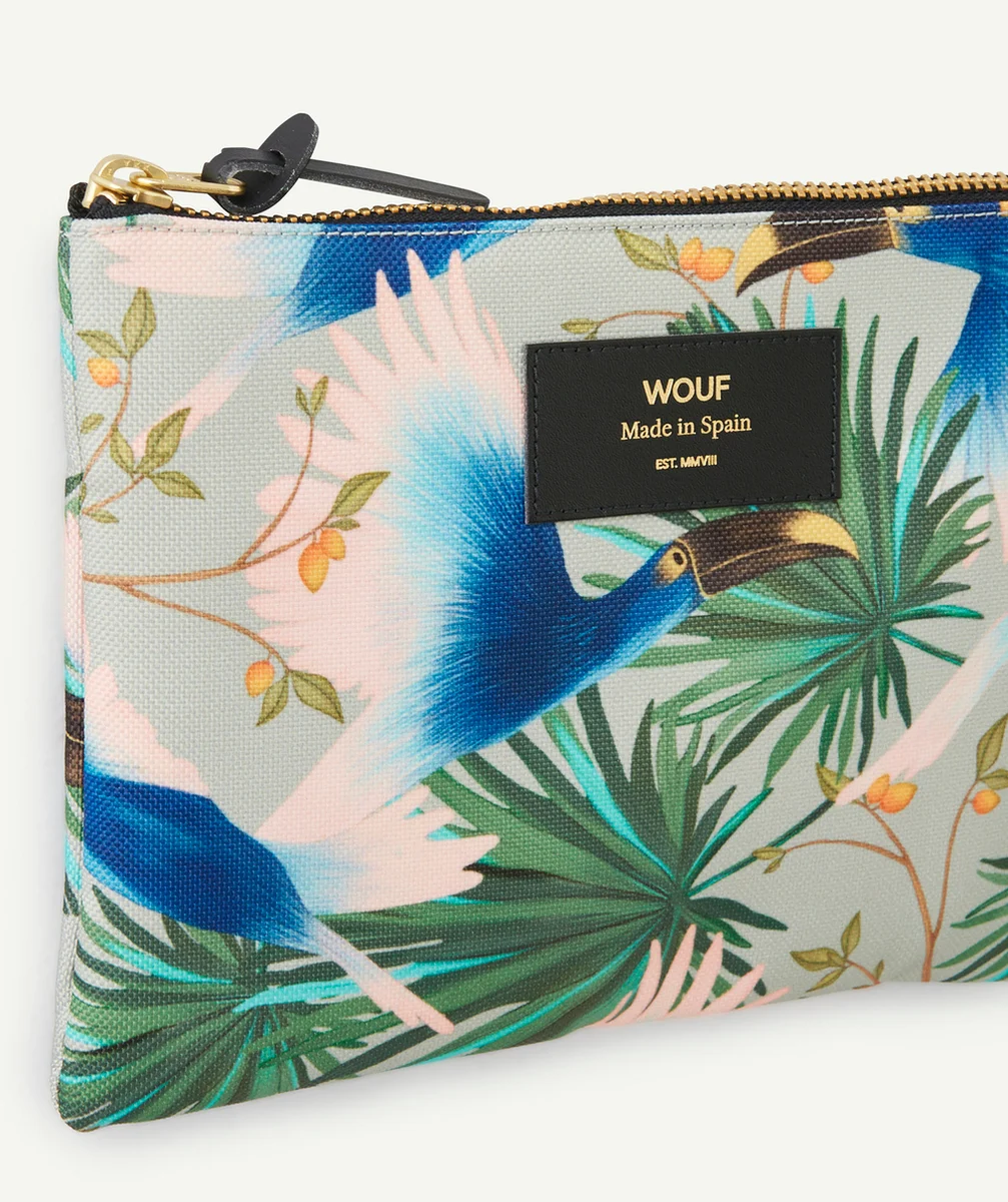 WOUFPOCHETTE EN PLASTIQUE RECYCLÉ IMPRIMÉE TROPICAL OISEAUX