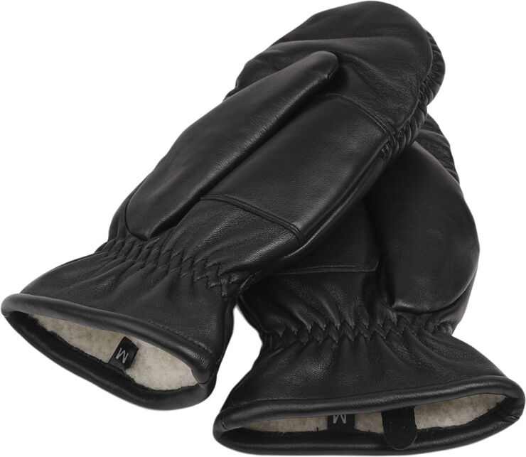 Lovelies AMALFI - SOFT LEATHER MITTENS W/ TERRY FLEECE LINING Black