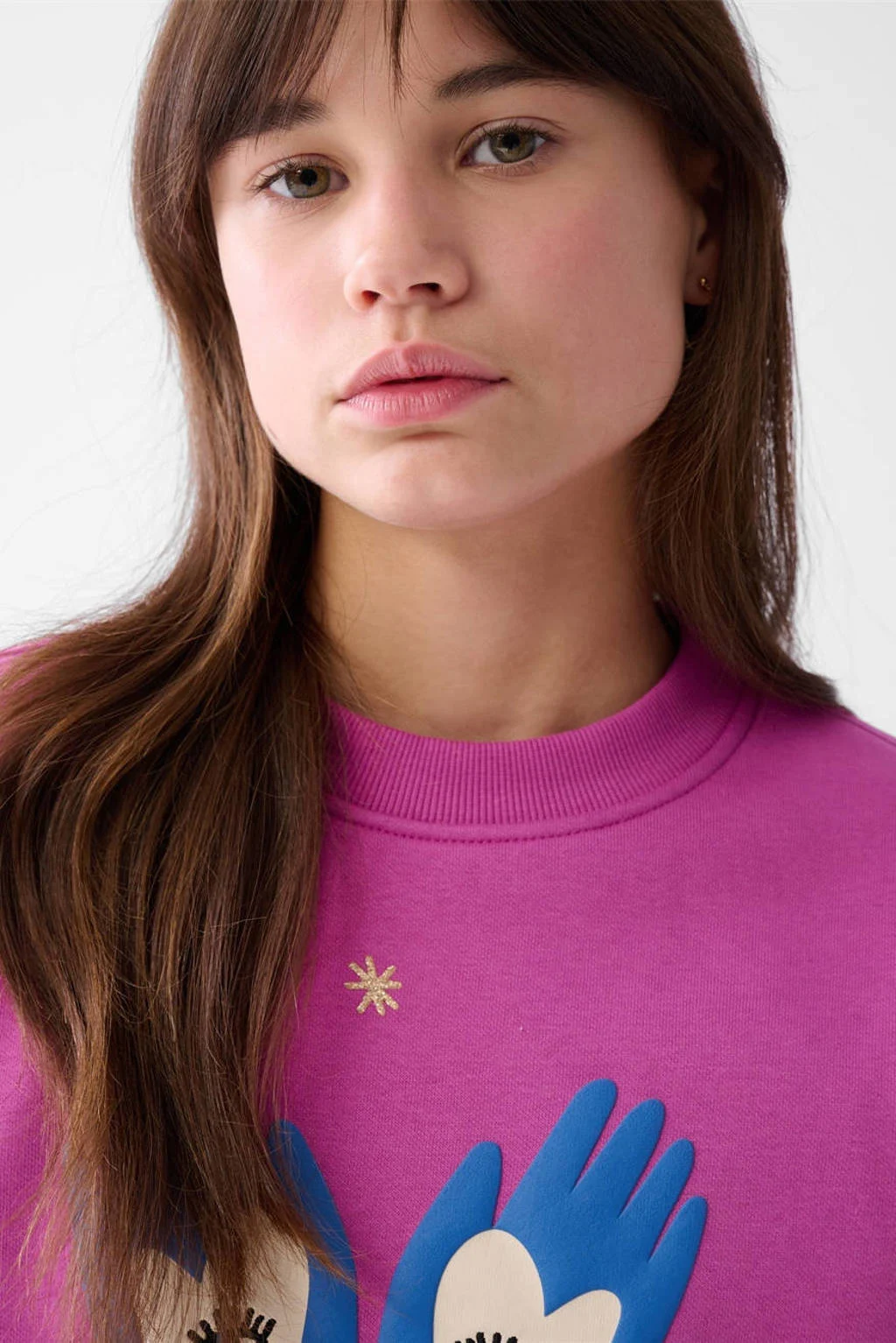 Shoeby sweater met artwork roze/blauw