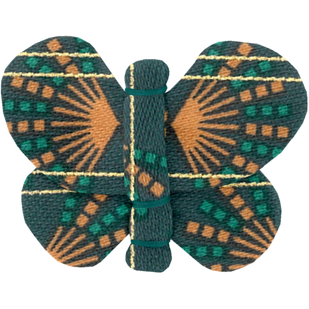 Barrette Petit Papillon Eventail Or Vert