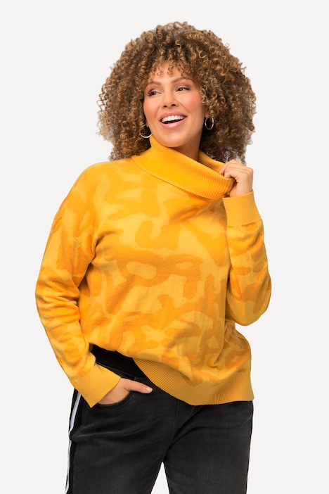 Pullover, Buchstaben, gerippter Rollkragen, Langarm