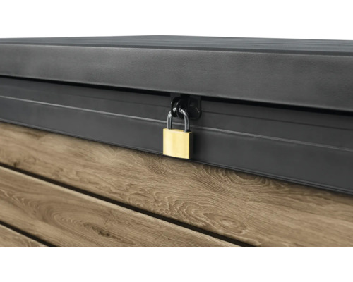 Opbergbox, kussenbox Keter Signature Ashwood 570 L houtlook antraciet/bruin