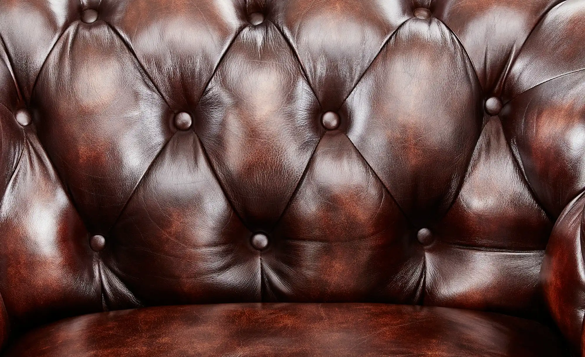 uno Ledersofa im Vintagelook Chesterfield