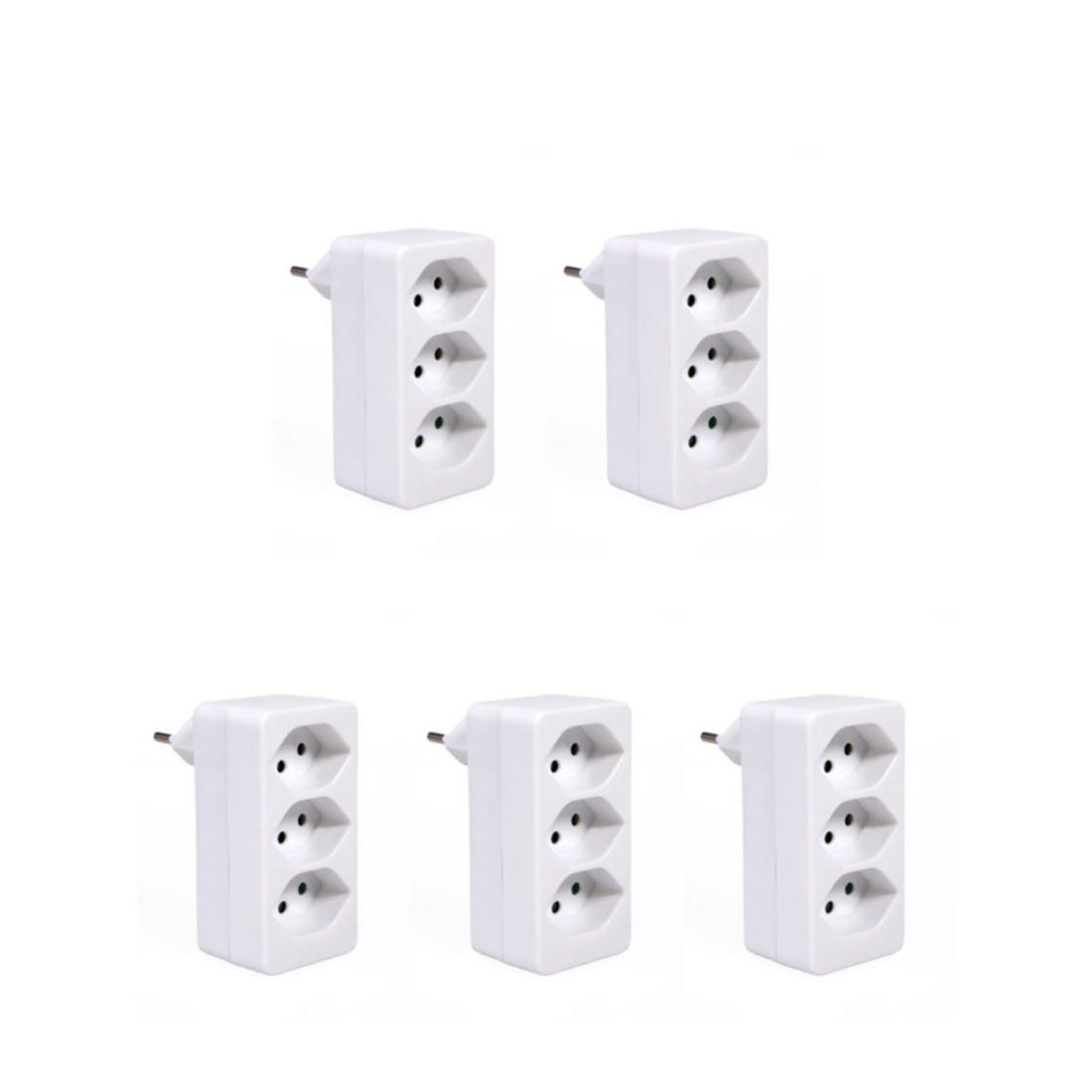 (5er Pack) 3-Fach Abzweigstecker T12 auf  3xT13 mit Kinderschutz (85.594.WS-5) - Weiss