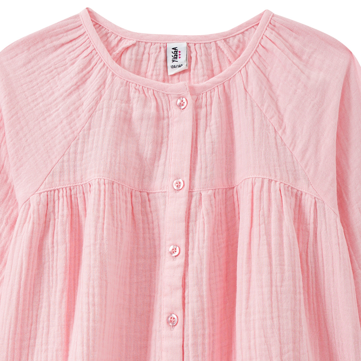Yigga Mädchen Musselinbluse aus Bio-Baumwolle rosa