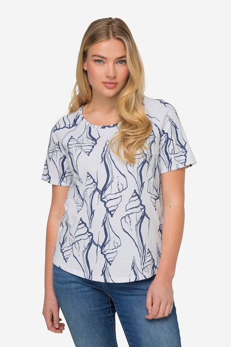 T-Shirt, Muschel.Print, Rundhals, Halbarm, OEKO-TEX MIG