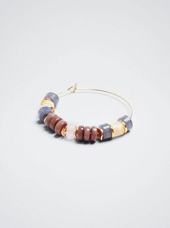 Brincos de argola com pedra semipreciosa - Multicor