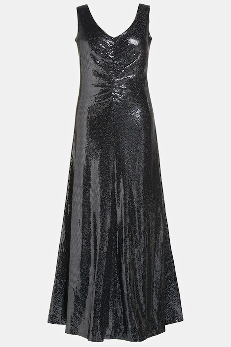 Maxikleid, Pailletten, Softcups, V-Ausschnitt, ärmellos