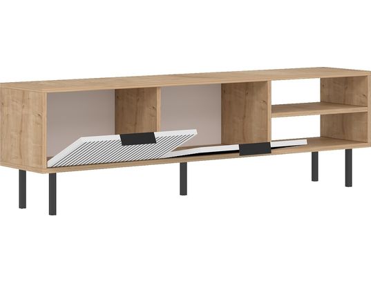 CONCEPT1 - Meuble TV Venus chene saphir blanc 150 x 30 x h45 cm