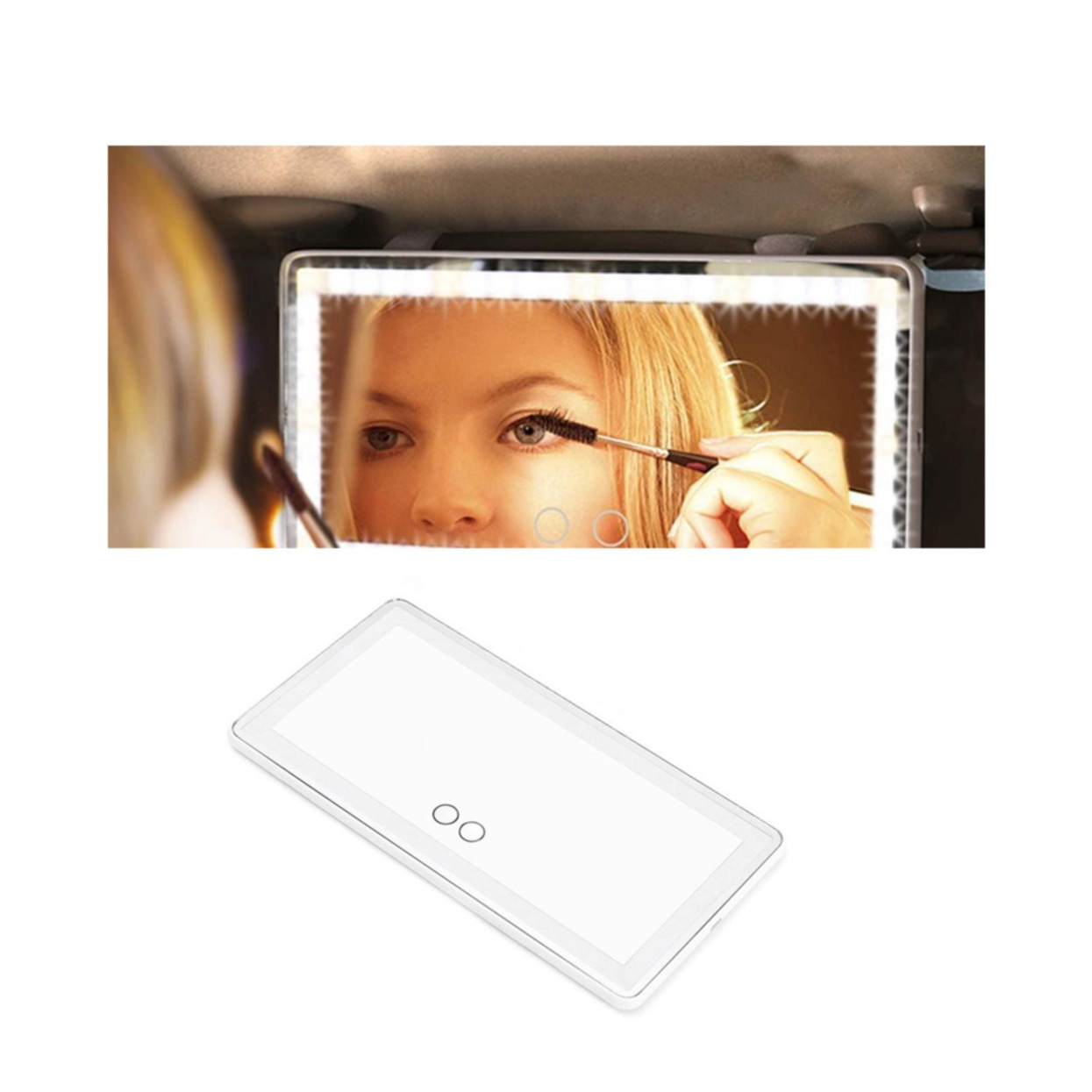 Auto Sonnenblendenspiegel USB Makeup LED Schmink Spiegel mit 3 Lichtmodi - Weiss