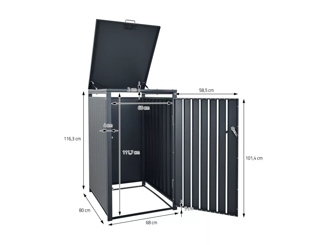Abri pour poubelles habillage pour 3 poubelles anthracite 240 L 200x80x116,3 cm