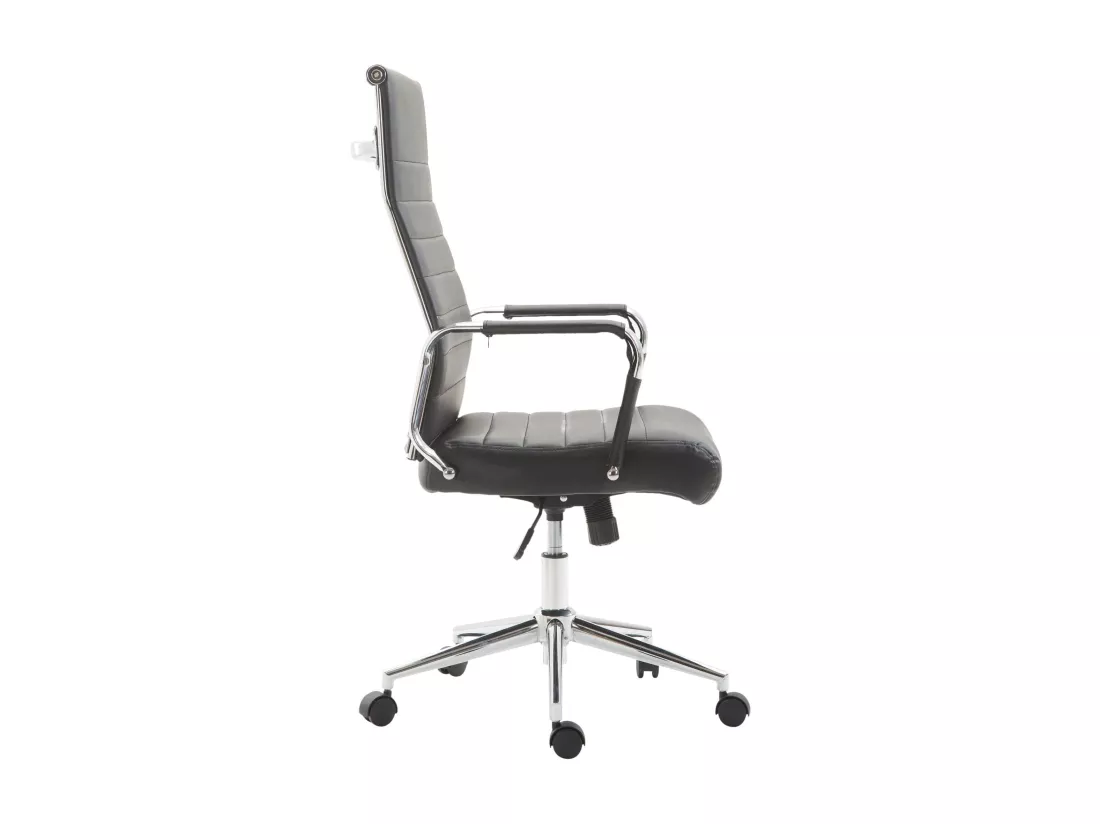 Chaise de bureau - Similicuir & Noyer - Noir - Kolumbus