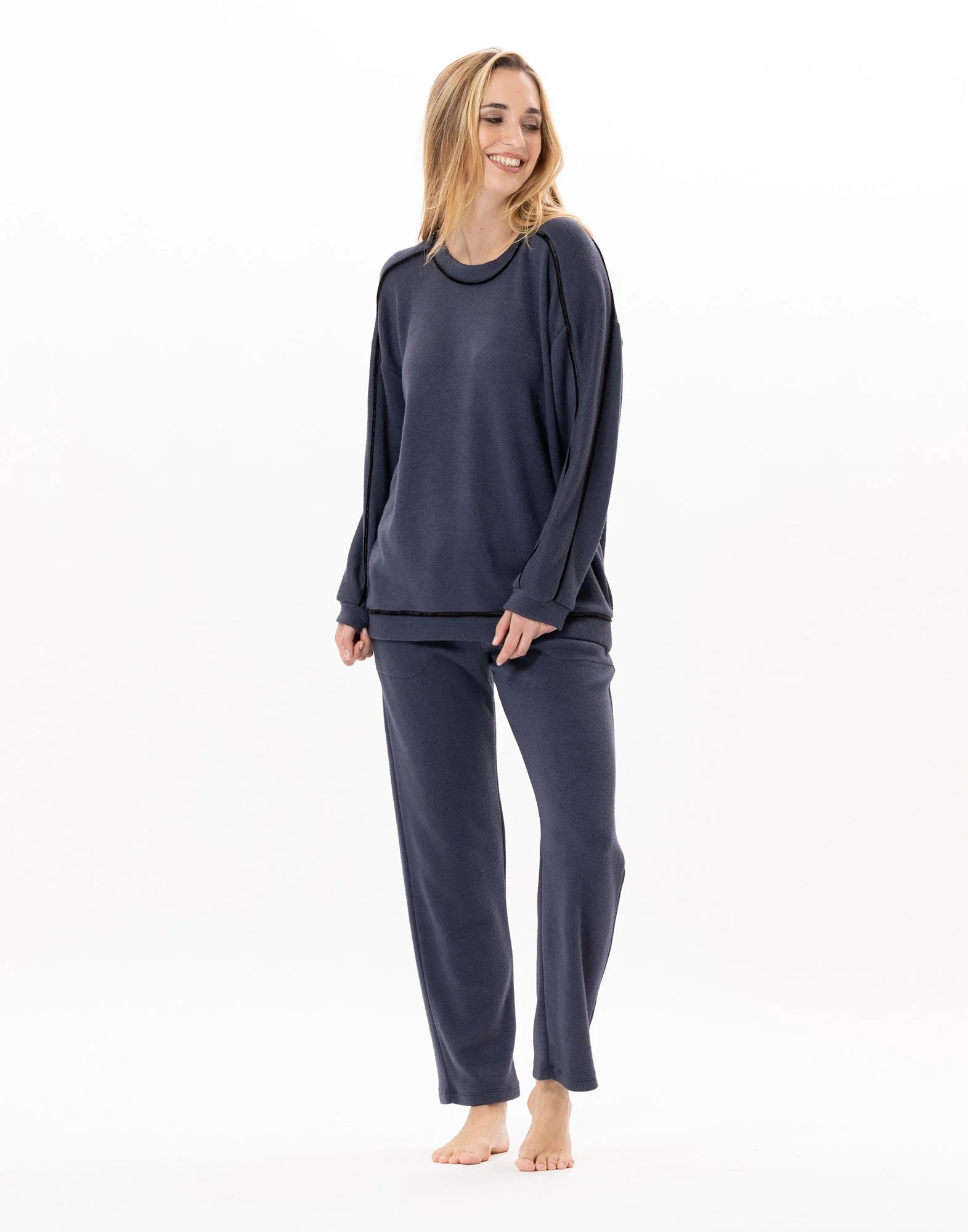 ALPAGA 880 - Pantalon en maille tricot | Bleu