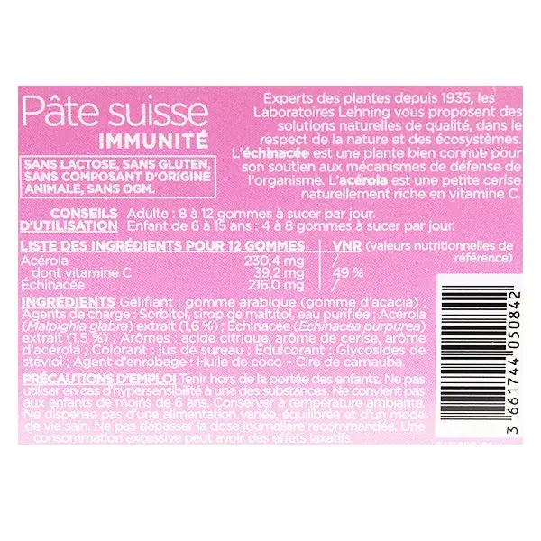 Pasta de inverno suíça Lehning com equinácea e acerola (40 gomas)