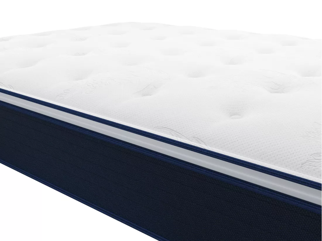 Ensemble 90 x 190 cm sommier coffre naturel clair + matelas ressorts ensachés et surmatelas intégré ép.24cm - ALTIER de YSMÉE