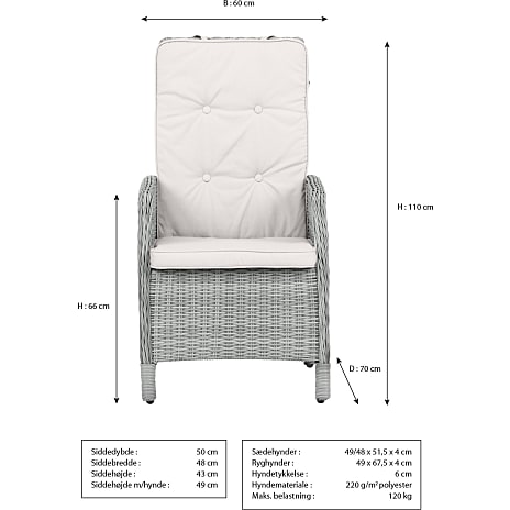 Vila Vinga havestol 60x70x110 cm - sand