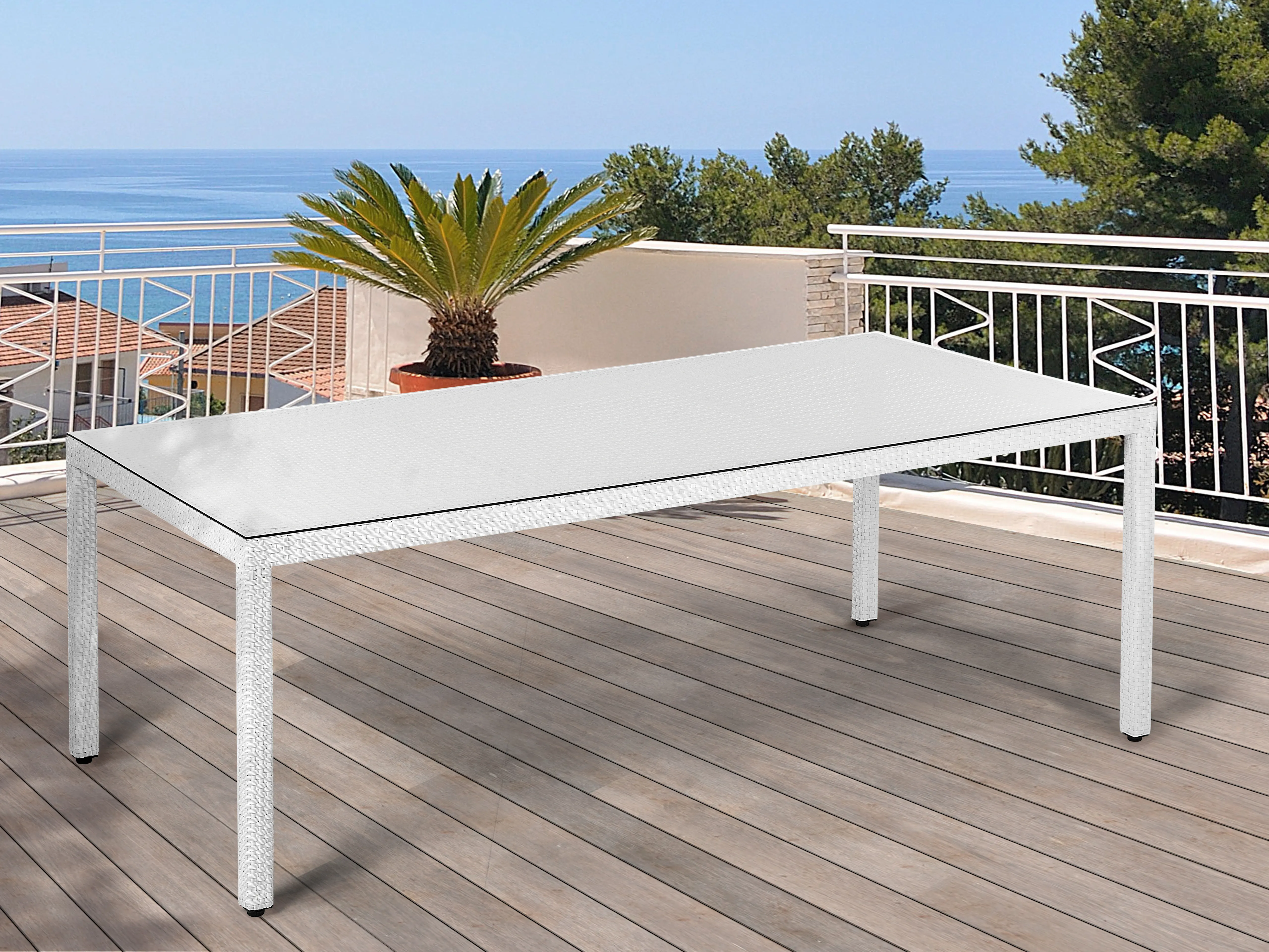 Tuin eettafel ITALY 220 cm 100 cm Glas Wit