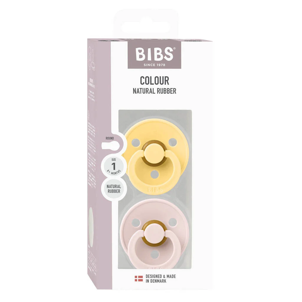 BIBS Colour Colour fopspeen - Maat 1 - Pale Butter / Petal (2 stuks)