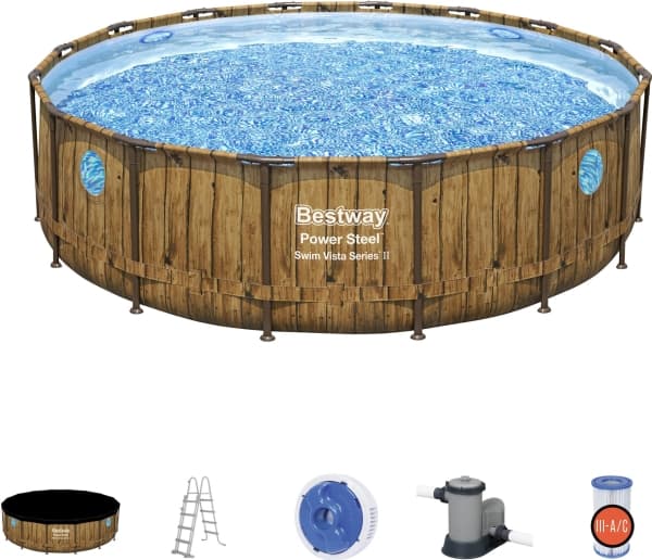 Bestway 56725, Innrammet basseng, Stige, Blå, Brun, 82,6 kg