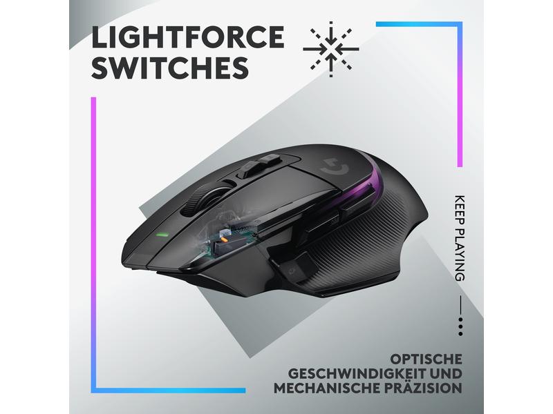 Logitech Gaming-Maus G502 X Plus Schwarz Kabellose Lightspeed Gaming-Maus mit «Lightsync»-RGB-Beleuchtung