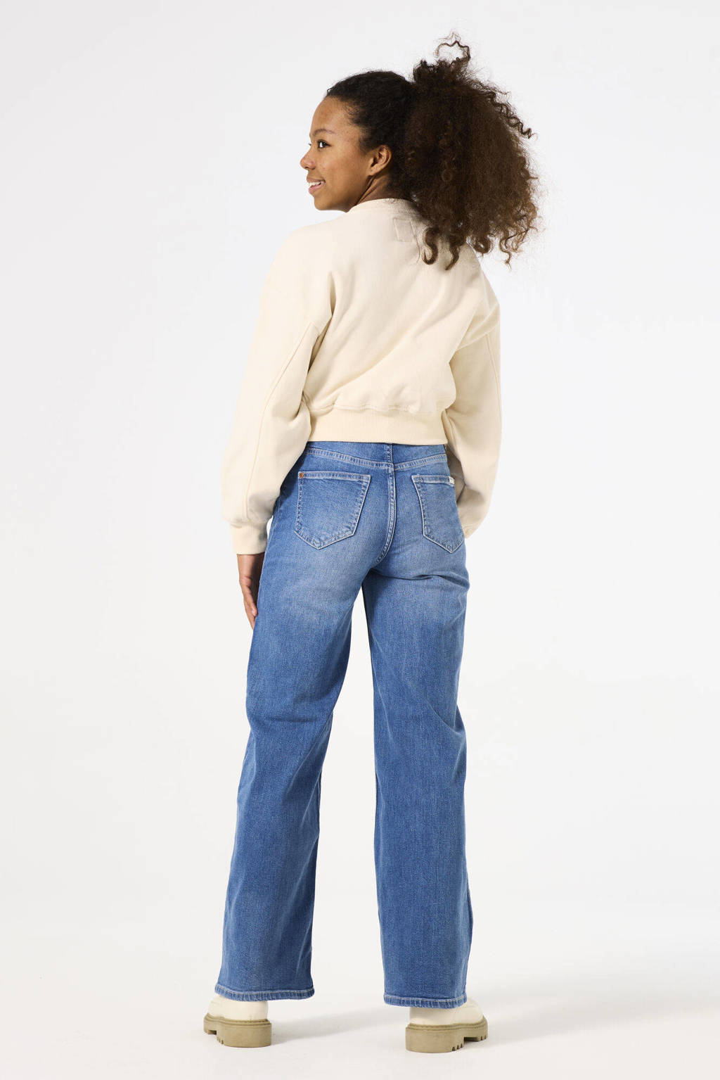 Garcia sweater met tekst ecru
