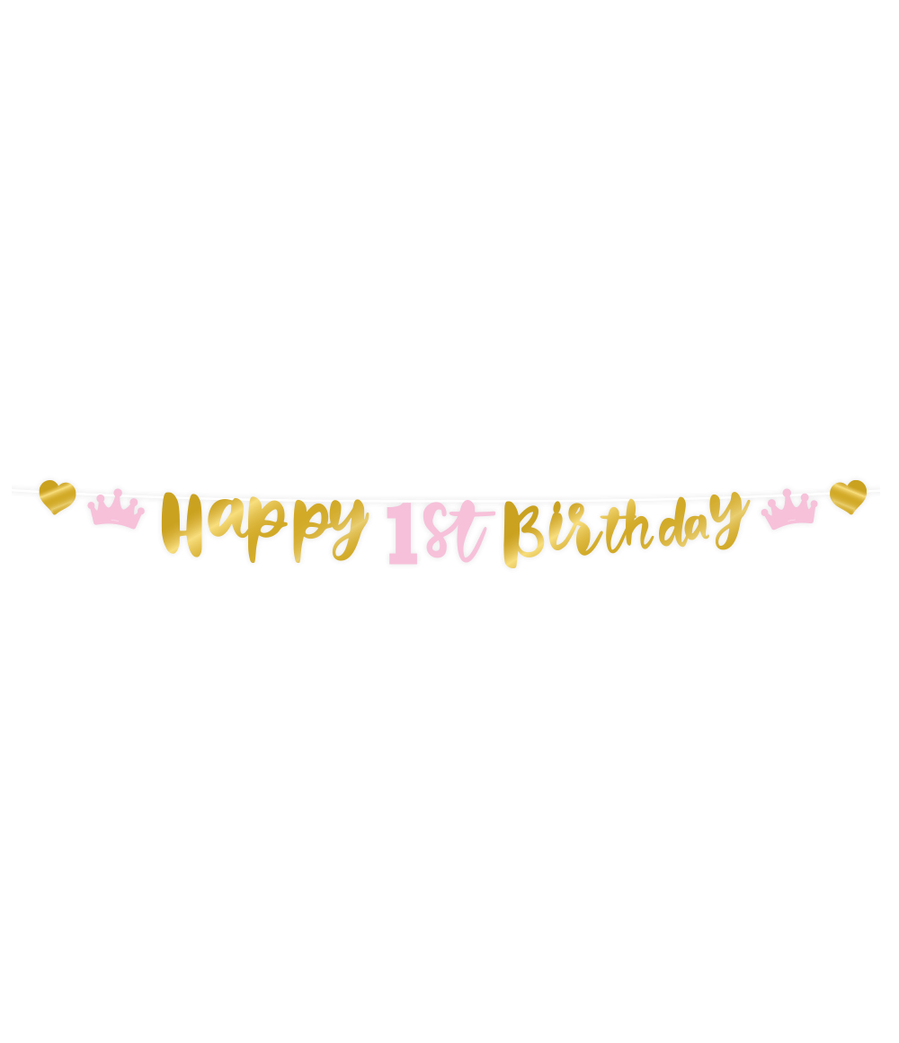 Happy 1St Birthday Letterslinger Goud Roze