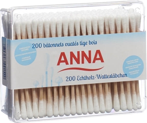 ANNA Wattestäbchen Holz, 200 Stück