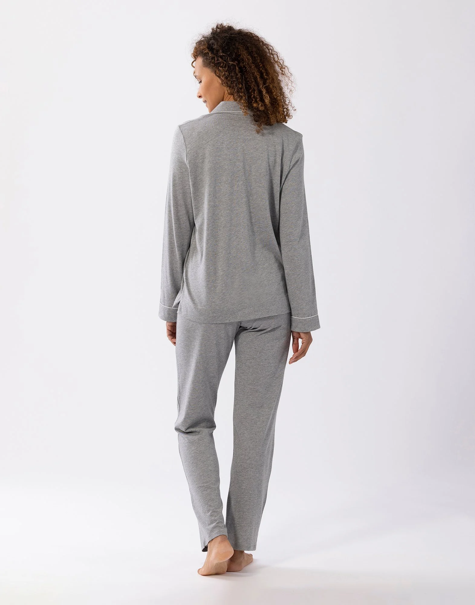 INTEMP A06 - Pyjama boutonné en coton modal | Gris