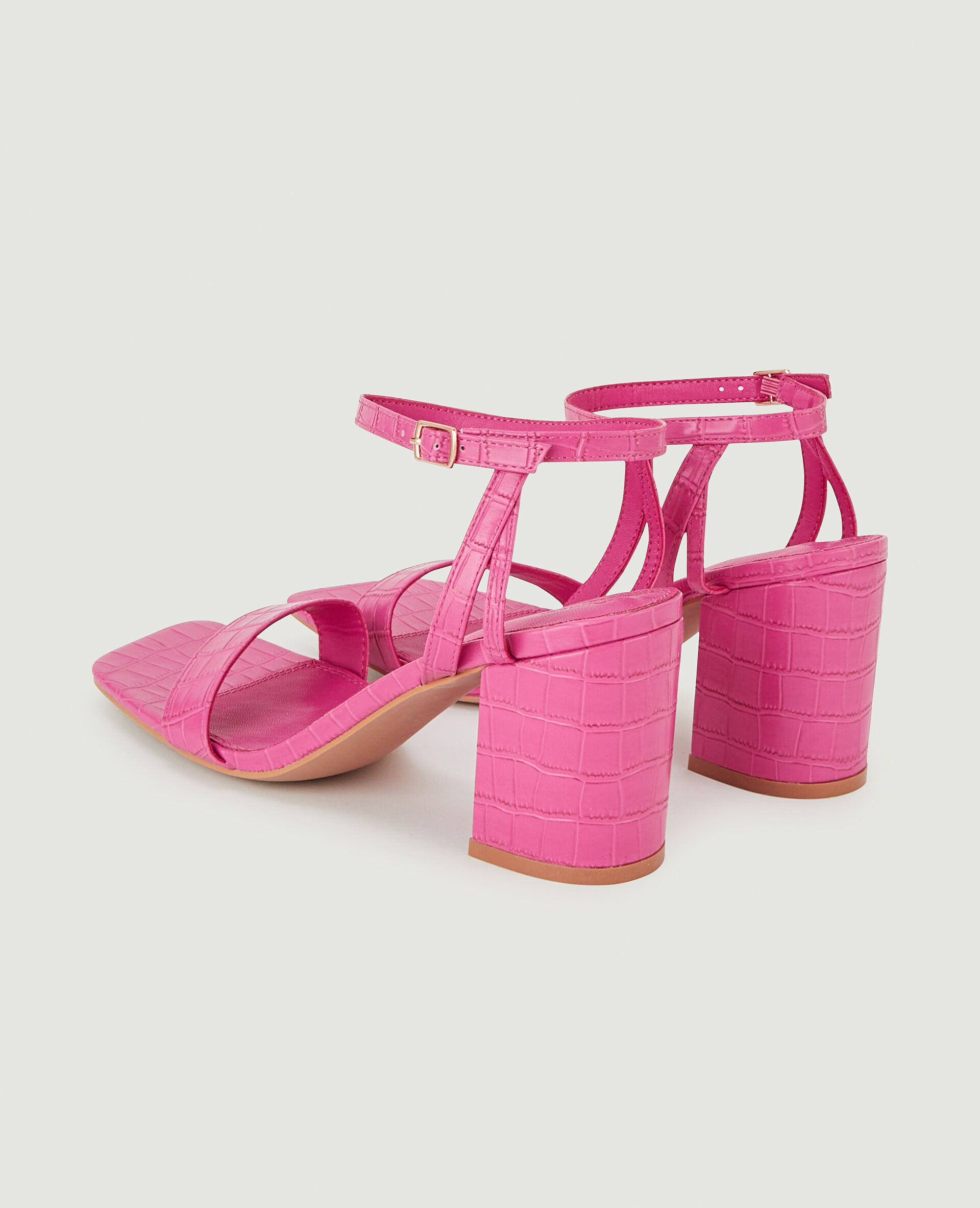 Sandales à brides effet croco - Rose