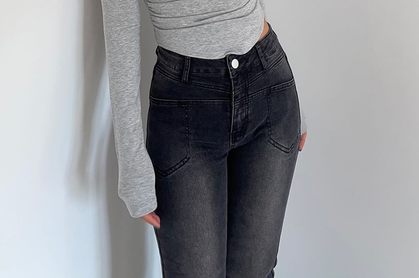 Colada - Geborsteld Mock-Neck T-shirt in 6 kleuren
