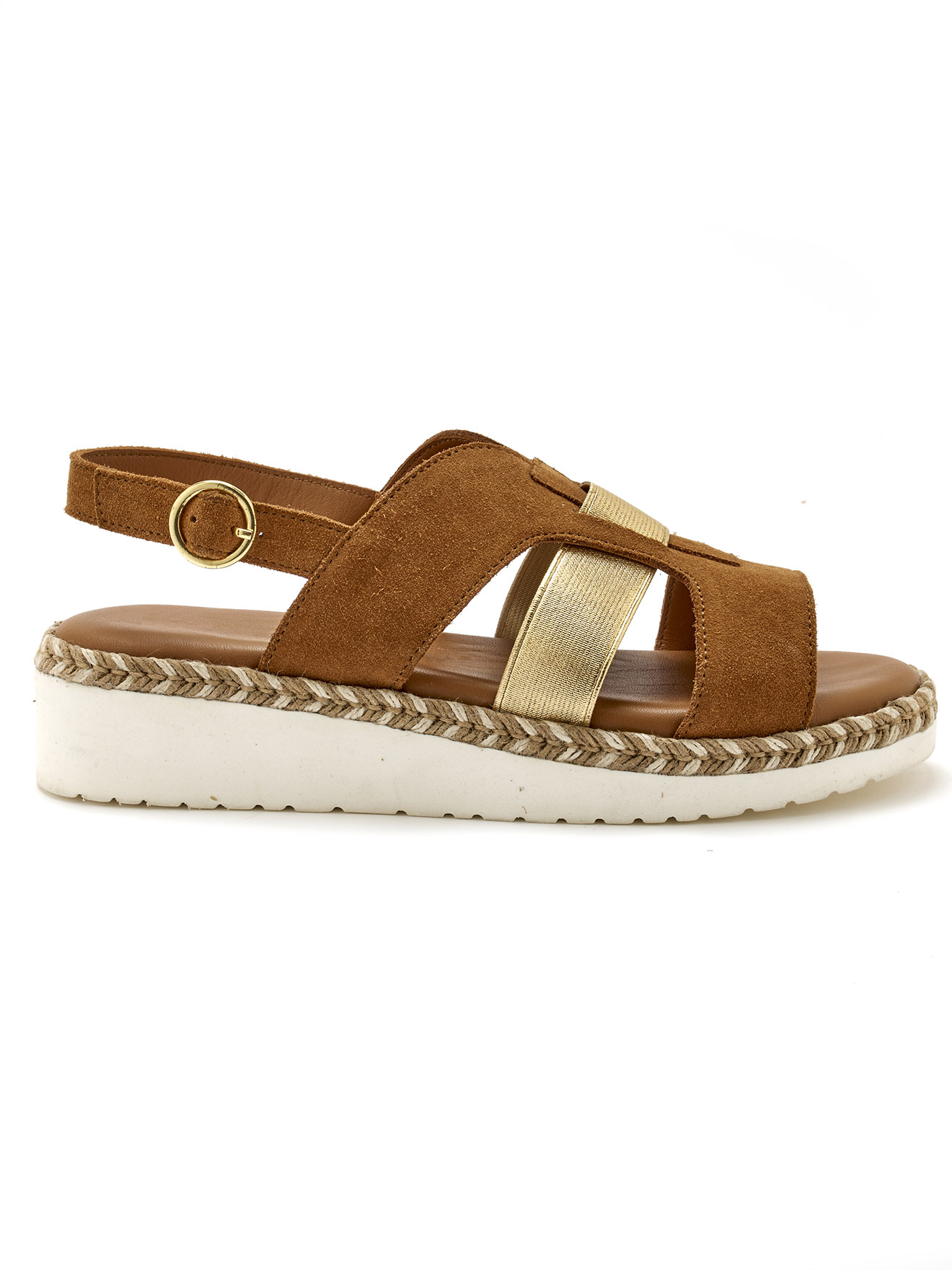 Sandales compensées cuir velours