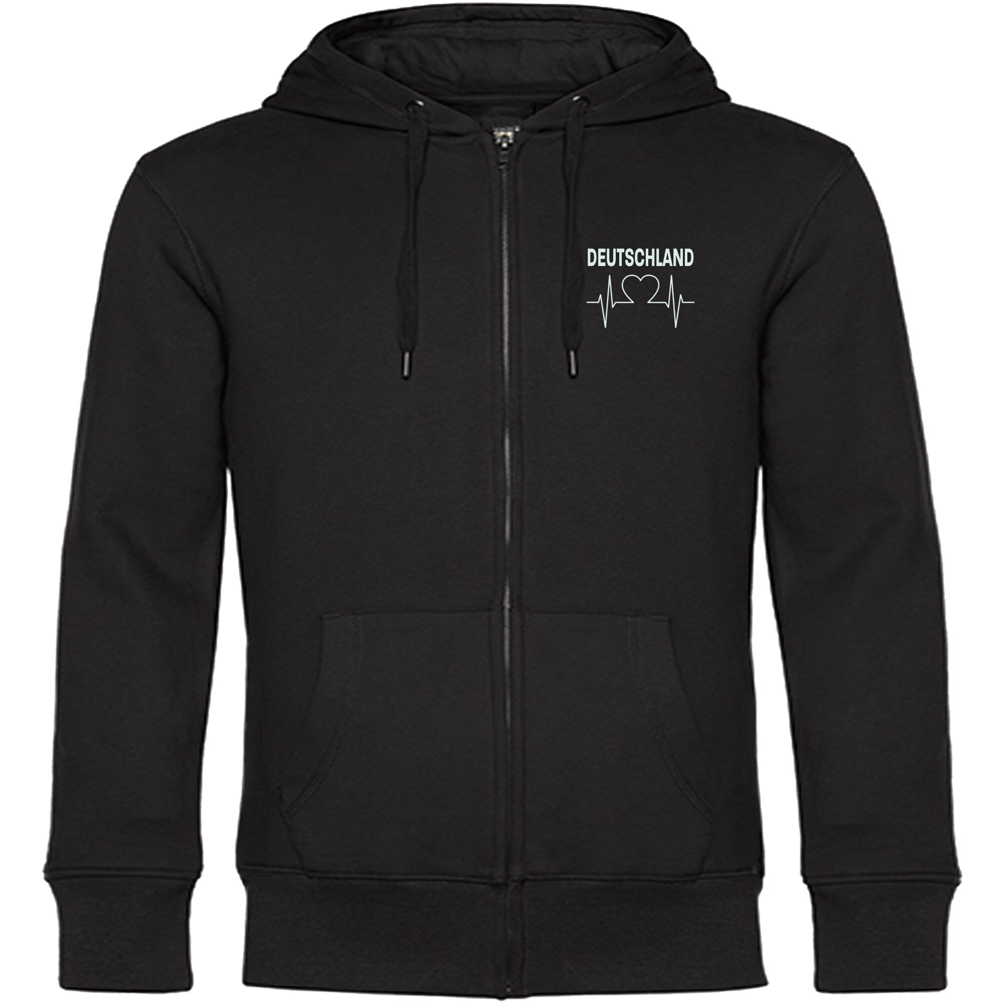 multifanshop® Kapuzen Sweatshirt Jacke - Deutschland - Herzschlag - Druck weiß