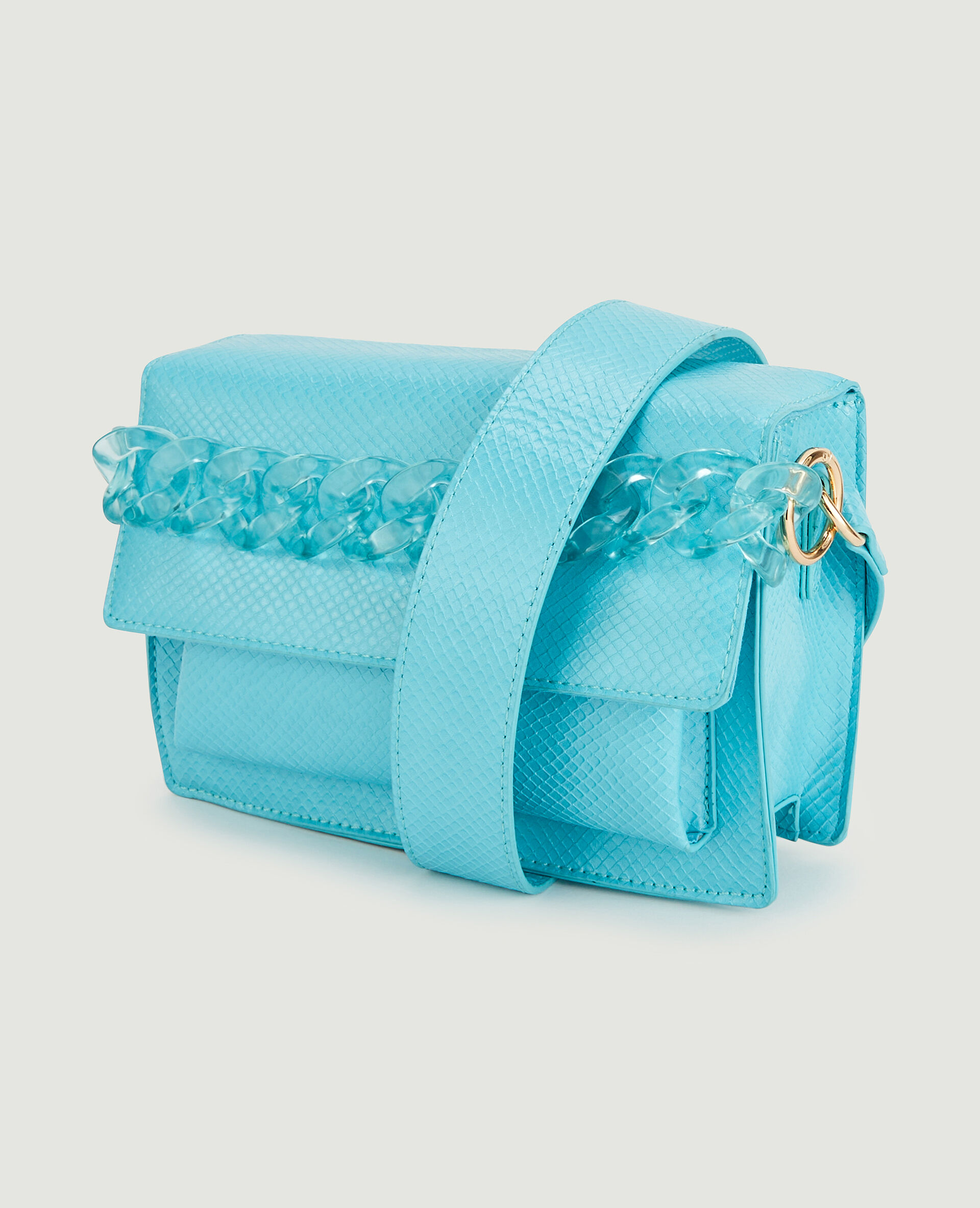 Sac boxy poignée chaînette - Bleu