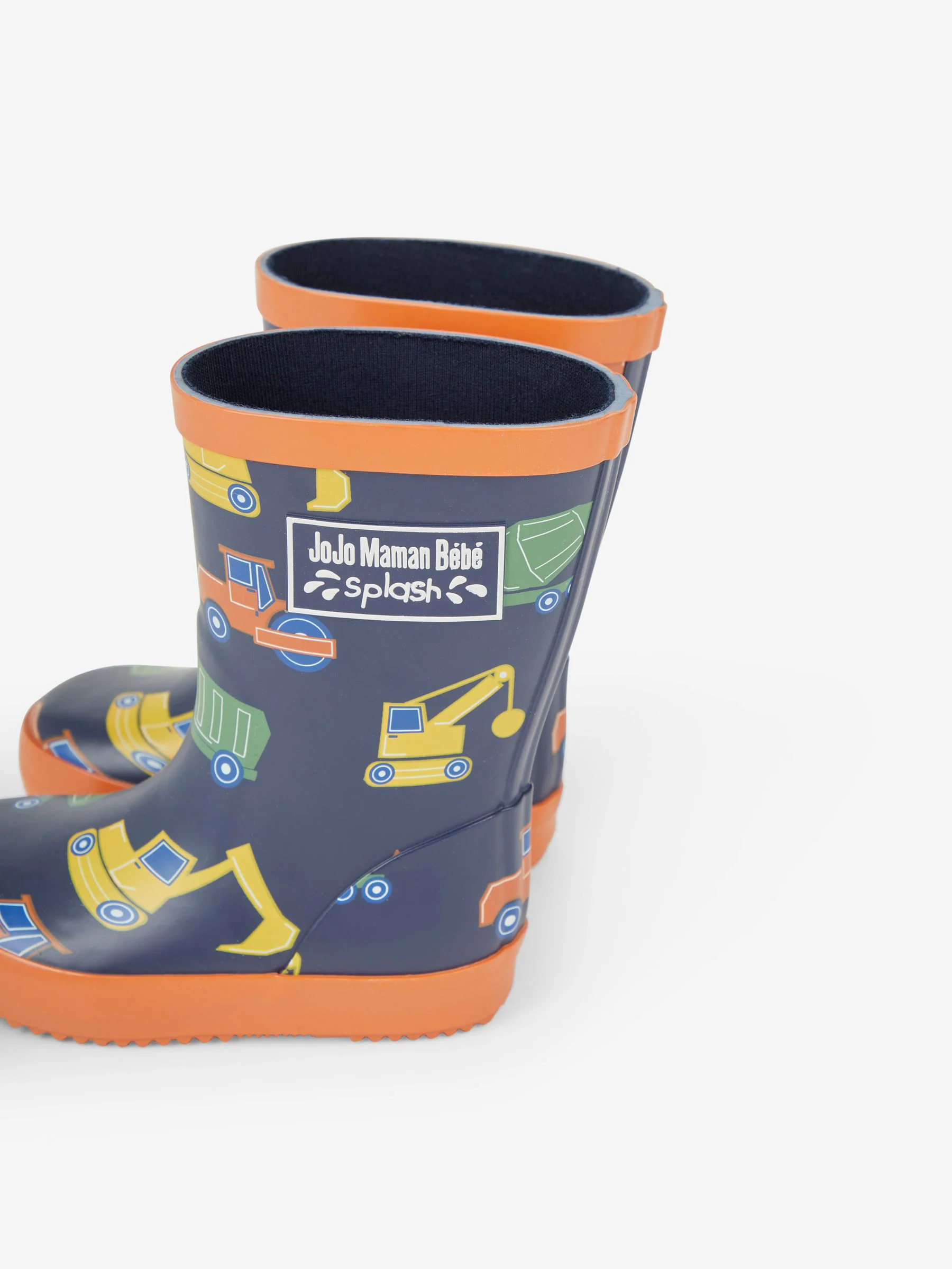 Marineblauw met bouwvoertuigen - JoJo Maman Bébé Plain Wellies