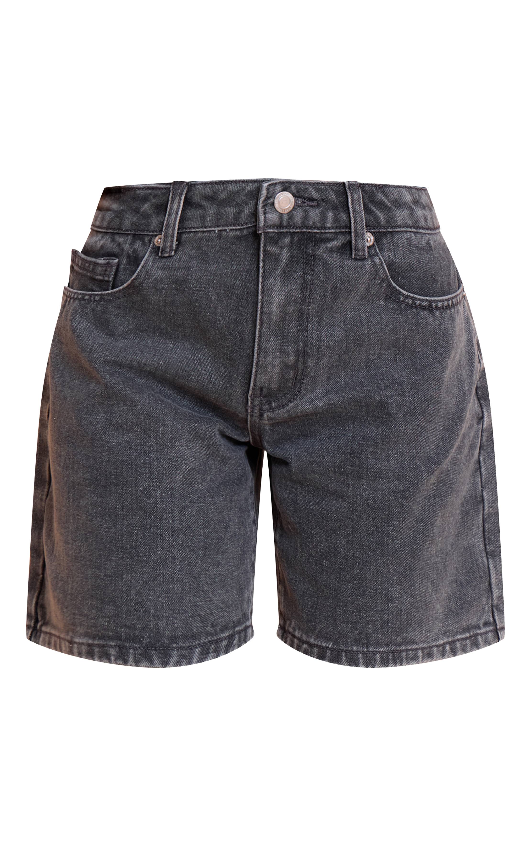 Washed Grey Short Boyfriend Ample Taille Basse Petite