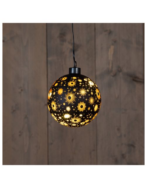 Anna's Collection Glasbal Kosmos - Kerstverlichting - 10 cm Zwart Goud