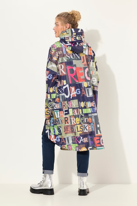 Funktions-Regencape, Unisex, Print, Kapuze