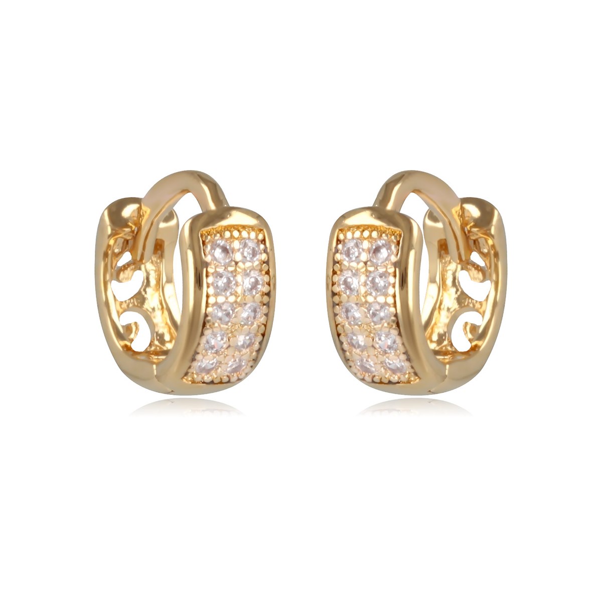 Boucles d'oreille créoles plaqué or avec rectangle de cubic zirconia 10MM
