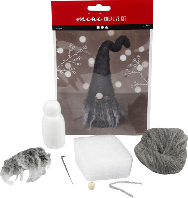 Mini Diy Kit - Næsenisse - H 13 CM - Grå Melange