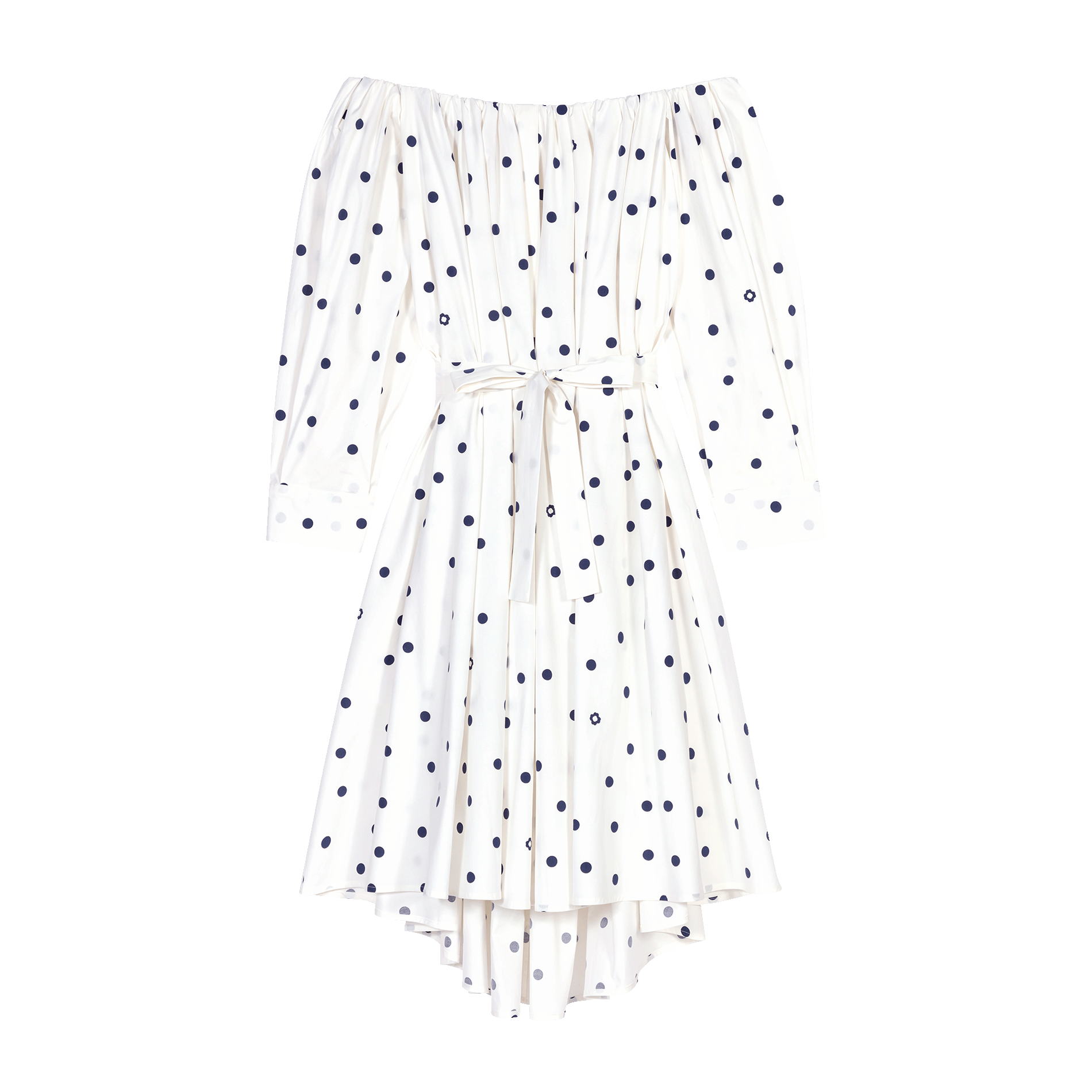 Robe chemise ajustée encolure bardot en coton mélangé imprimé | Multicolore