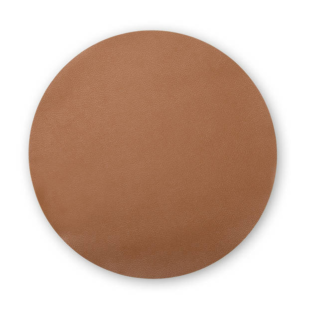 Blokker Placemat Nappa - Ø 38 cm - Cognac/Zwart