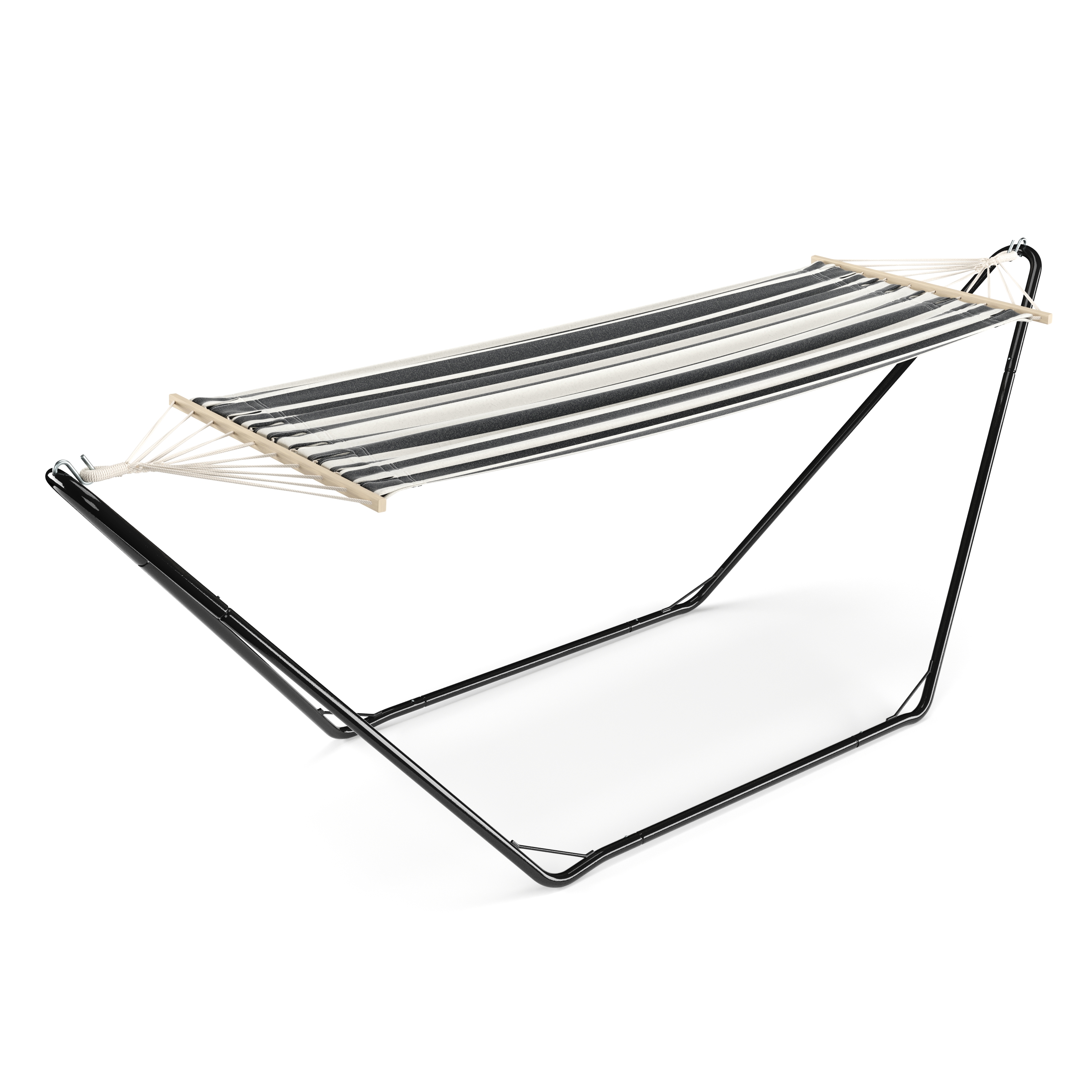 Hängematte mit Gestell 280 cm schwarz/weiss